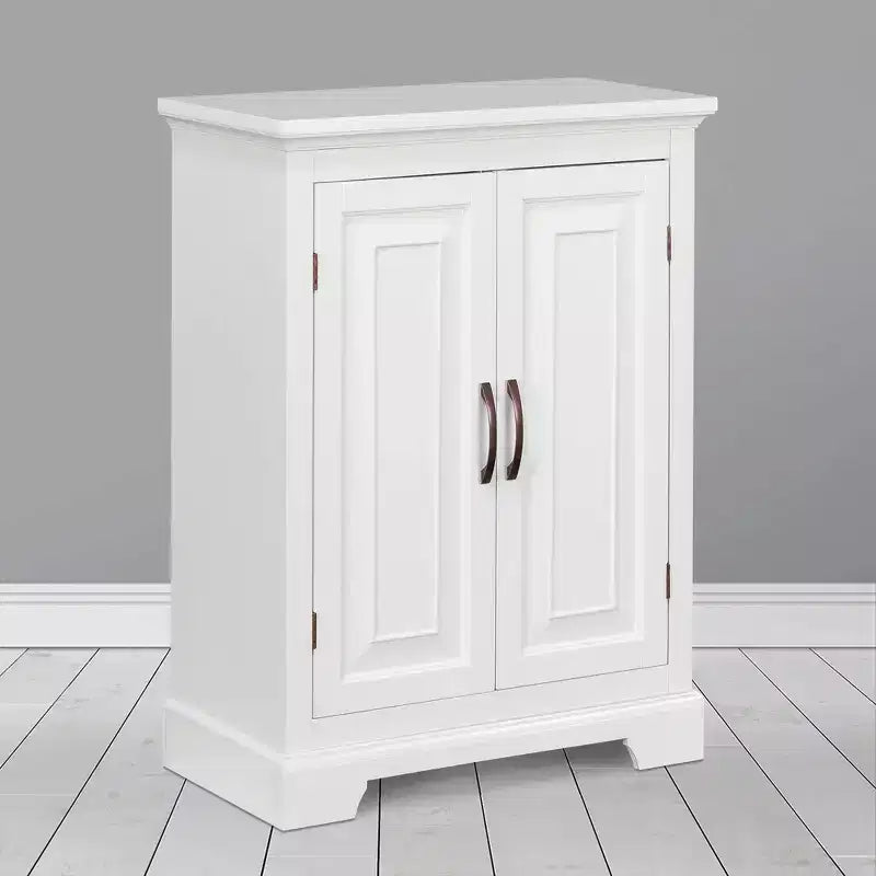 Teamson Home Shea Floor Storage Cabinet with Double Doors White - Elegant Home Fashions: Freestanding MDF Linen Tower