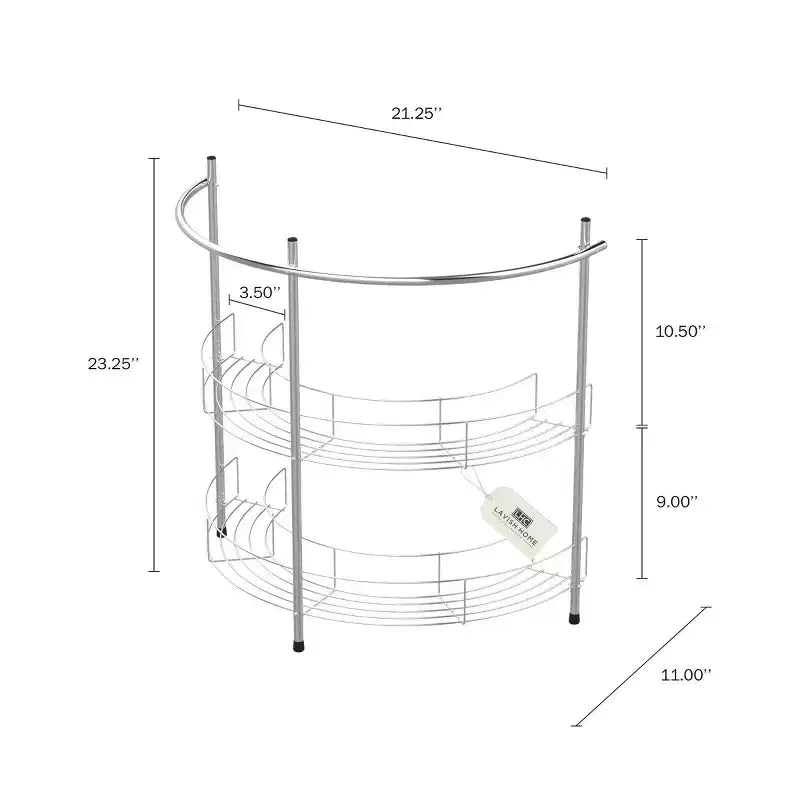 Organisateur pour lavabo sur pied en acier inoxydable – Hastings Home : Rangement de salle de bain en métal à 2 étagères, assemblage sans outils