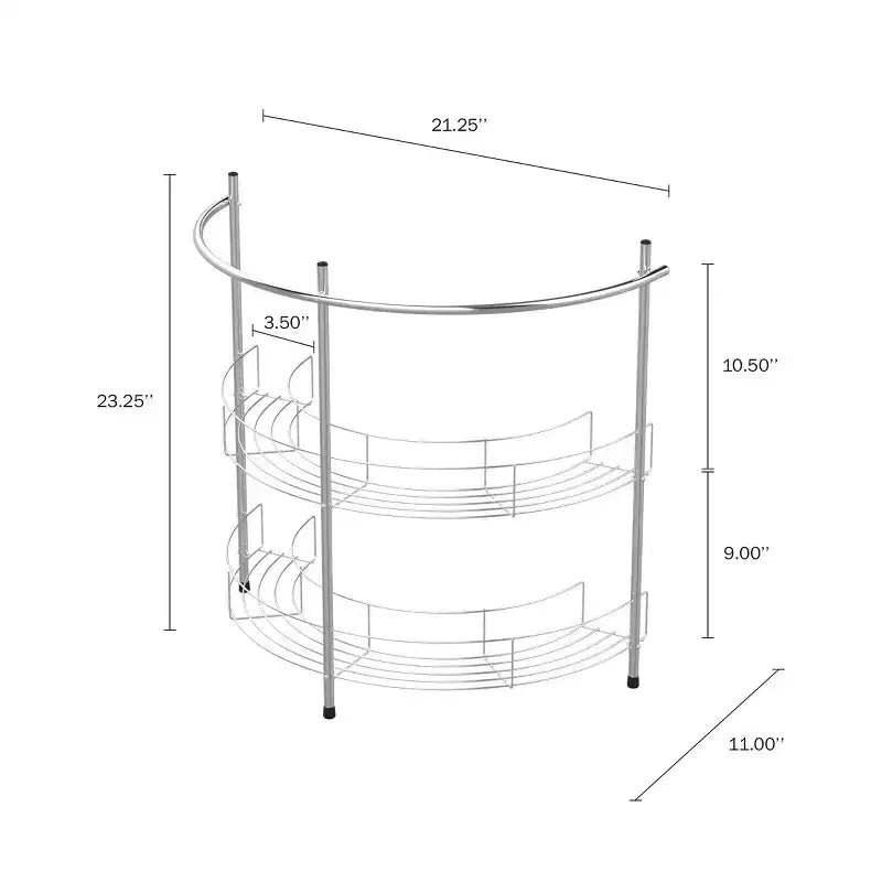 Organisateur pour lavabo sur pied en acier inoxydable – Hastings Home : Rangement de salle de bain en métal à 2 étagères, assemblage sans outils