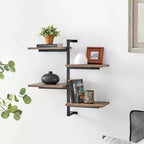 Étagère murale verticale 4 niveaux Sienna Noir/Rustique - Danya B. : Cadre en fer industriel, Surface laminée