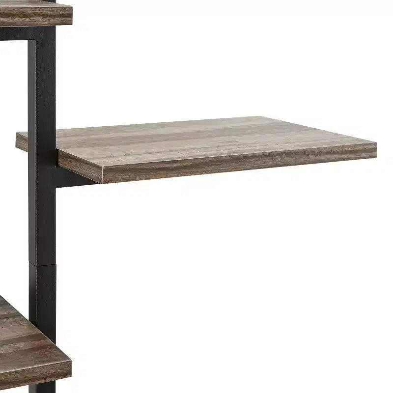 Étagère murale verticale 4 niveaux Sienna Noir/Rustique - Danya B. : Cadre en fer industriel, Surface laminée