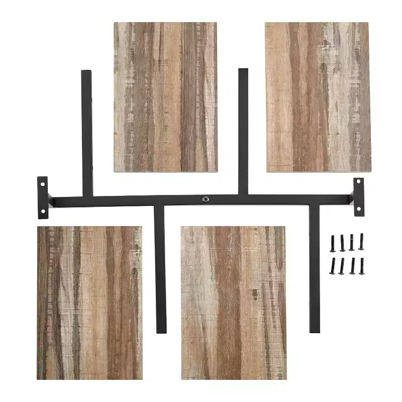 Étagère murale verticale 4 niveaux Sienna Noir/Rustique - Danya B. : Cadre en fer industriel, Surface laminée