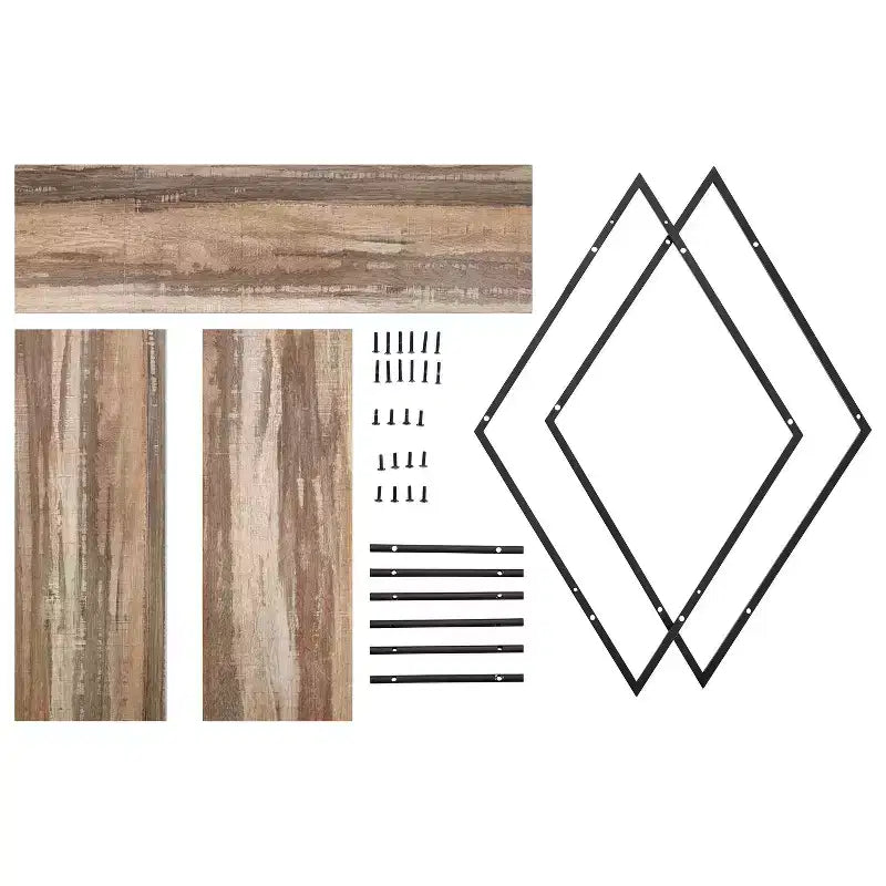 Danya B. Étagère murale triple diamant croisé Antigua noir/rustique : Cadre en fer laminé, supports de fixation inclus
