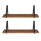 Kate & Laurel All Things Decor, lot de 2 étagères murales en bois Solomon, 68,6 x 21,1 cm, marron/noir : cadre en métal, aucun assemblage requis