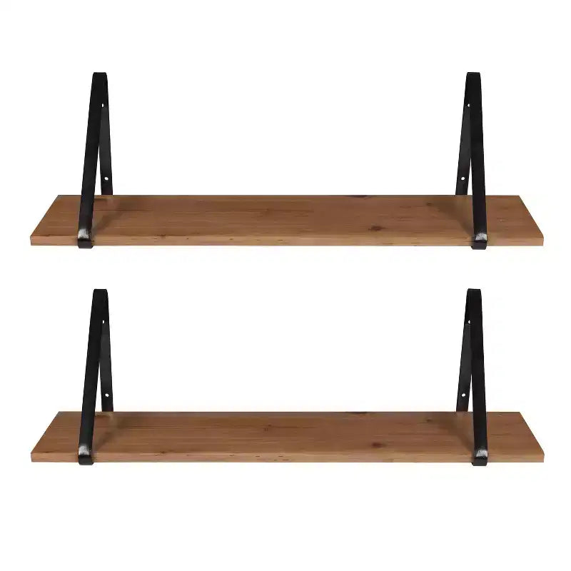 Kate & Laurel All Things Decor, lot de 2 étagères murales en bois Solomon, 68,6 x 21,1 cm, marron/noir : cadre en métal, aucun assemblage requis