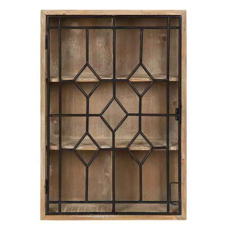 Megara Decorative Wooden Wall Hanging Curio Cabinet: Vintage Farmhouse Display - Kate & Laurel All Things Decor