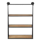 Étagère murale suspendue Nevin 23 po x 30 po marron rustique/noir – Kate and Laurel : Cadre en métal, 3 étagères ouvertes