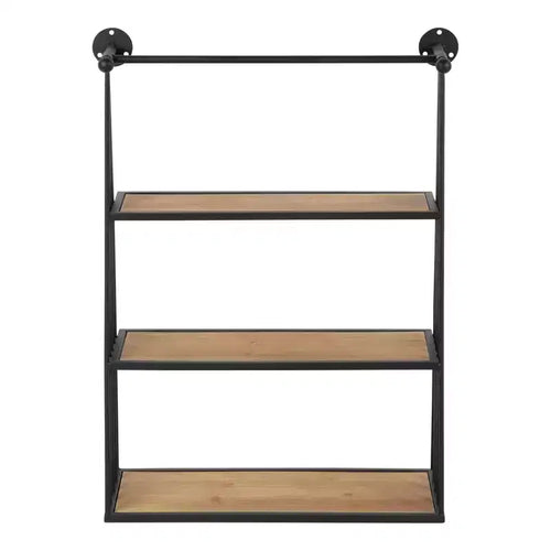 Étagère murale suspendue Nevin 23 po x 30 po marron rustique/noir – Kate and Laurel : Cadre en métal, 3 étagères ouvertes