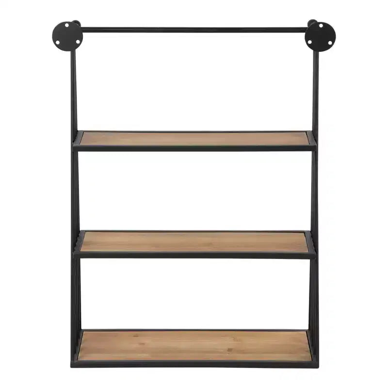 Étagère murale suspendue Nevin 23 po x 30 po marron rustique/noir – Kate and Laurel : Cadre en métal, 3 étagères ouvertes