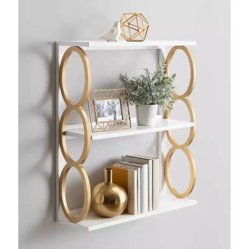 Étagère en bois à 3 niveaux blanc 28" x 8" x 31" Ring - Kate & Laurel All Things Decor : Rangement décoratif Mid-Century