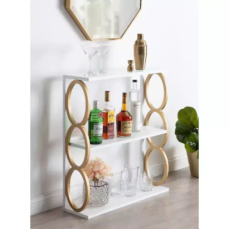 Étagère en bois à 3 niveaux blanc 28" x 8" x 31" Ring - Kate & Laurel All Things Decor : Rangement décoratif Mid-Century