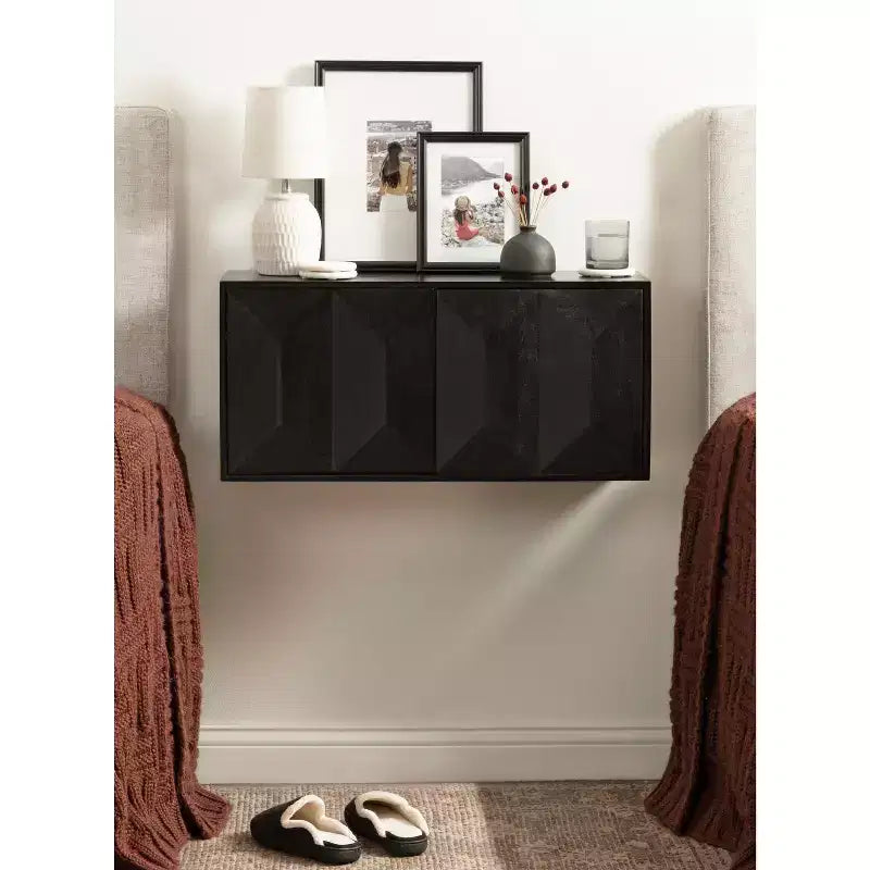 Kate & Laurel All Things Decor Armoire murale deux portes Ranier noire 30 po x 10 po x 14 po