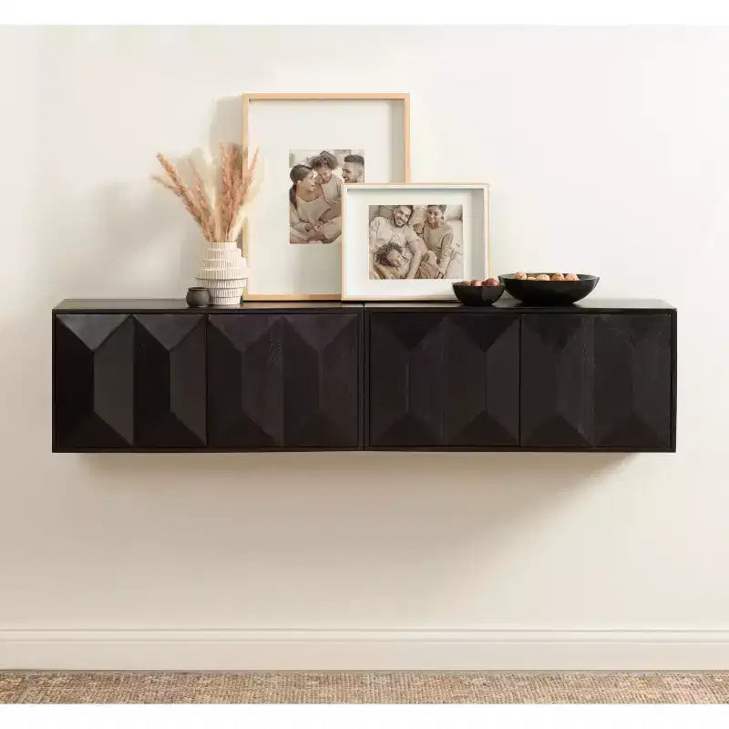 Kate & Laurel All Things Decor Armoire murale deux portes Ranier noire 30 po x 10 po x 14 po