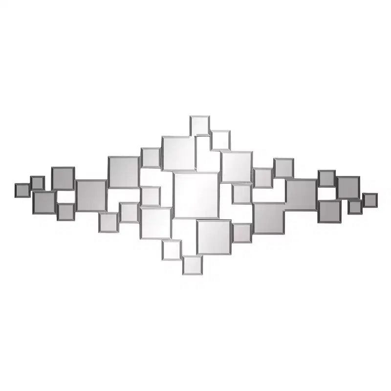 Olivia & May 48"X21" Glass Geometric Room Wall Mirror with Square Mirrors Silver