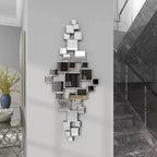 Miroir mural géométrique en verre Olivia & May 48"X21" avec miroirs carrés, argenté