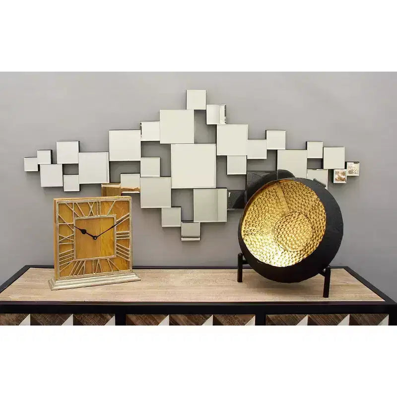 Miroir mural géométrique en verre Olivia & May 48"X21" avec miroirs carrés, argenté