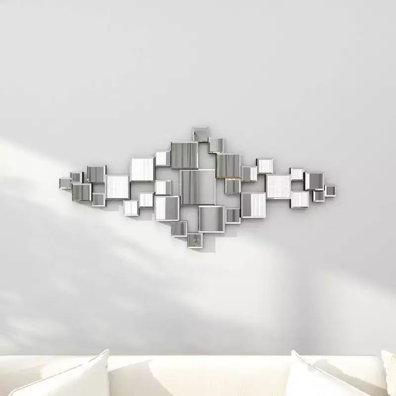 Miroir mural géométrique en verre Olivia & May 48"X21" avec miroirs carrés, argenté