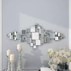 Miroir mural géométrique en verre Olivia & May 48"X21" avec miroirs carrés, argenté