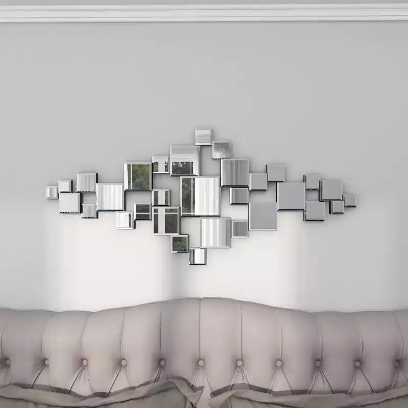 Miroir mural géométrique en verre Olivia & May 48"X21" avec miroirs carrés, argenté