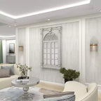 Miroir mural inspiré des carreaux de fenêtre en bois avec haut arqué et crème vieilli - Olivia & May : style vintage, aucun assemblage requis