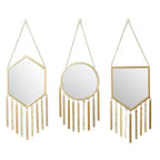 Farmhouse Metal Wall Mirror Gold Set of 3 - Olivia & May: Iron Frame, Novelty Shape, No Assembly Required