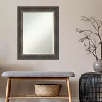 Miroir mural encadré rustique en écorce, 23" x 29", marron - Amanti Art : Verre biseauté moderne, aucun assemblage requis