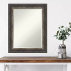 Miroir mural encadré rustique en écorce, 23" x 29", marron - Amanti Art : Verre biseauté moderne, aucun assemblage requis