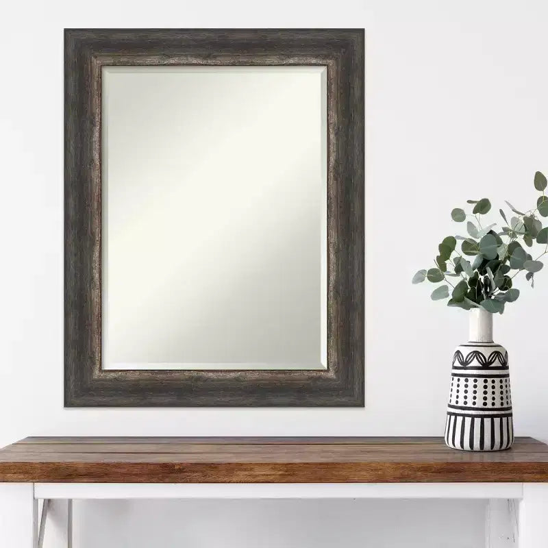 Miroir mural encadré rustique en écorce, 23" x 29", marron - Amanti Art : Verre biseauté moderne, aucun assemblage requis