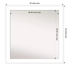Miroir mural biseauté de 30 po x 30 po, sans biseau, blanc - Amanti Art