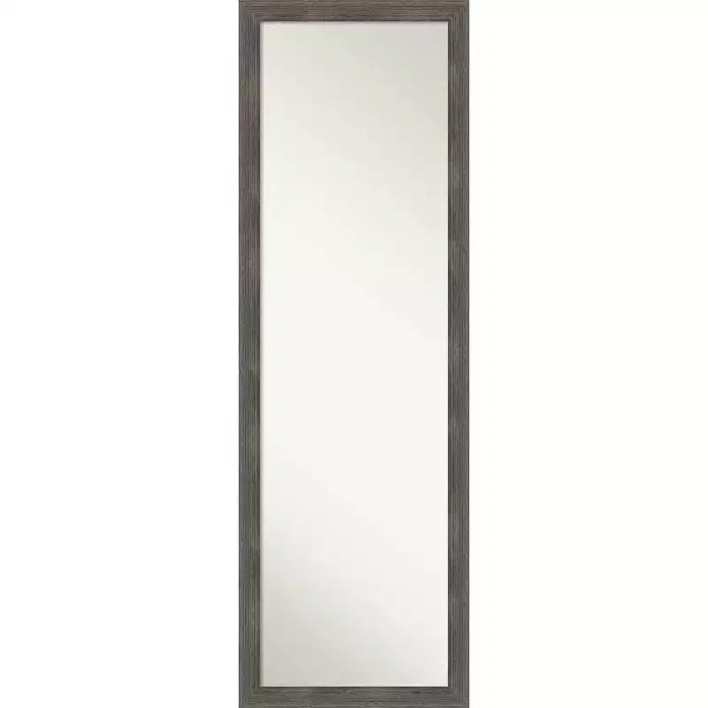 17"x51" Pinstripe Wood Framed Full Length On the Door Mirror Lead Gray - Amanti Art: Wall Mount, No Assembly Required