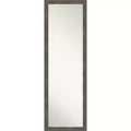 17"x51" Pinstripe Wood Framed Full Length On the Door Mirror Lead Gray - Amanti Art: Wall Mount, No Assembly Required