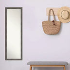 Miroir pleine longueur à rayures, encadré de bois, 17"x51", à suspendre à la porte, gris plomb - Amanti Art : Fixation murale, aucun assemblage requis