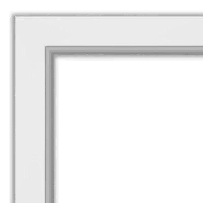 Miroir mural encadré Eva blanc 42 po x 30 po argenté - Amanti Art : Moderne biseauté, aucun assemblage requis