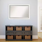 Miroir mural encadré Eva blanc 42 po x 30 po argenté - Amanti Art : Moderne biseauté, aucun assemblage requis