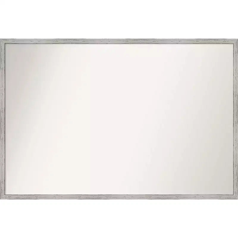 37" x 25" Non-Beveled Shiplap White Narrow Wood Bathroom Wall Mirror - Amanti Art: Modern Rectangle, Includes Mounting Hardware