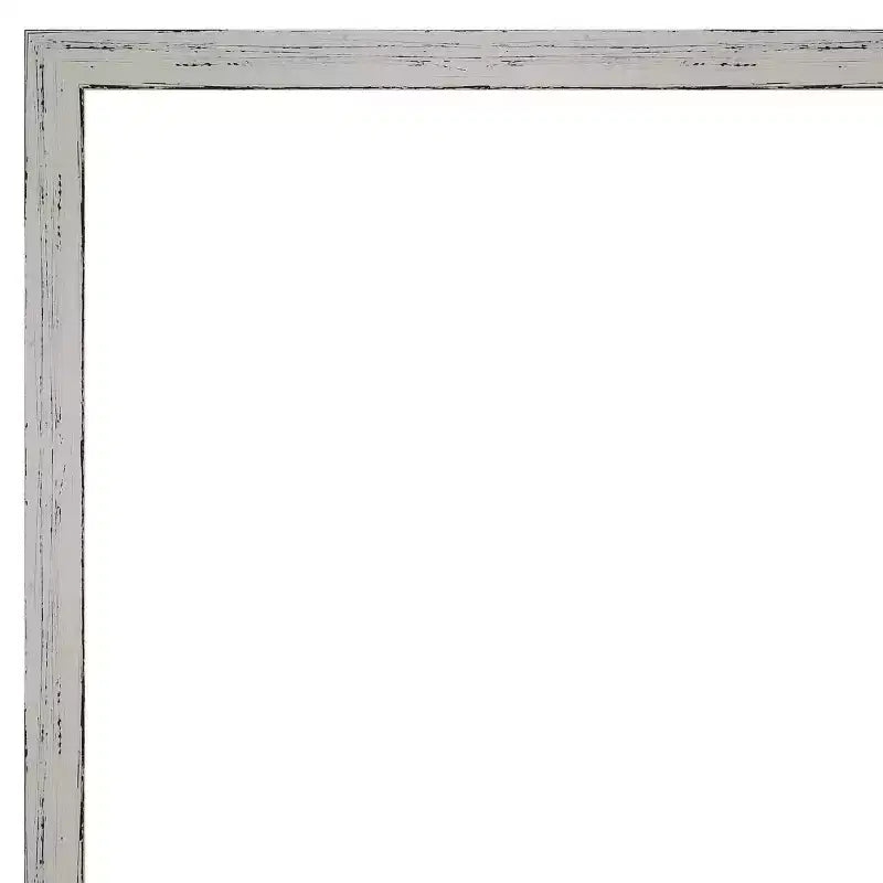 Miroir mural de salle de bain étroit en bois blanc Shiplap sans biseau 37 po x 25 po - Amanti Art : Rectangle moderne, Quincaillerie de montage incluse