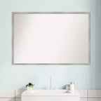 Miroir mural de salle de bain étroit en bois blanc Shiplap sans biseau 37 po x 25 po - Amanti Art : Rectangle moderne, Quincaillerie de montage incluse