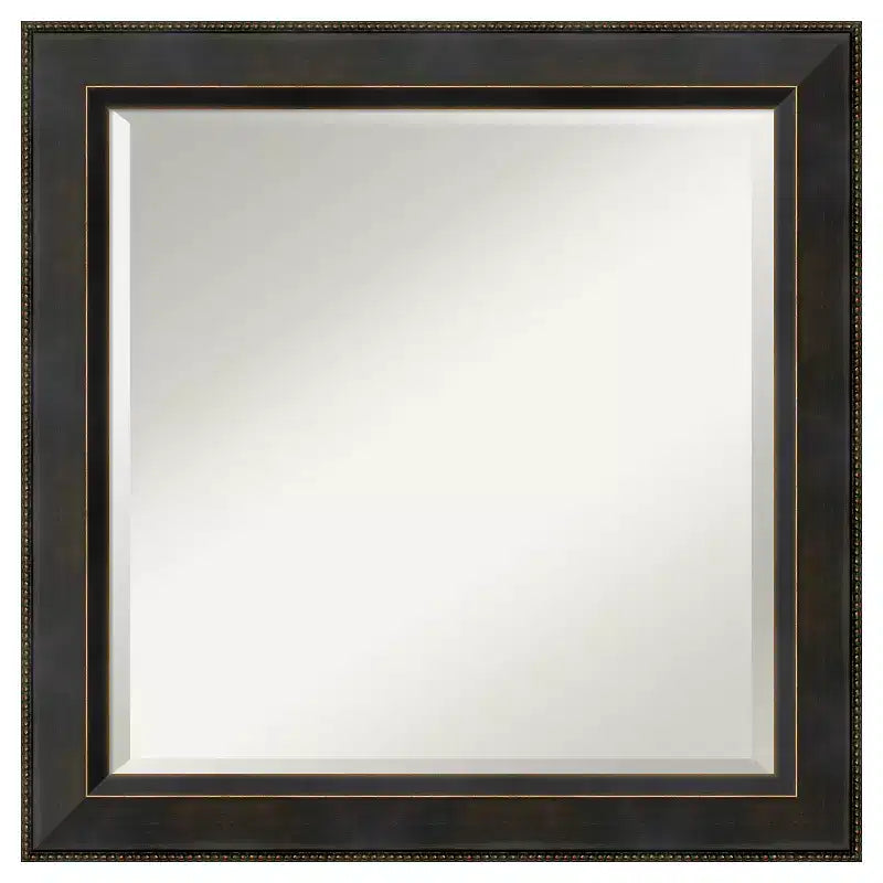 Miroir mural encadré en bois bronze Signore 24" x 24" - Amanti Art : carré biseauté, aucun assemblage, décor traditionnel