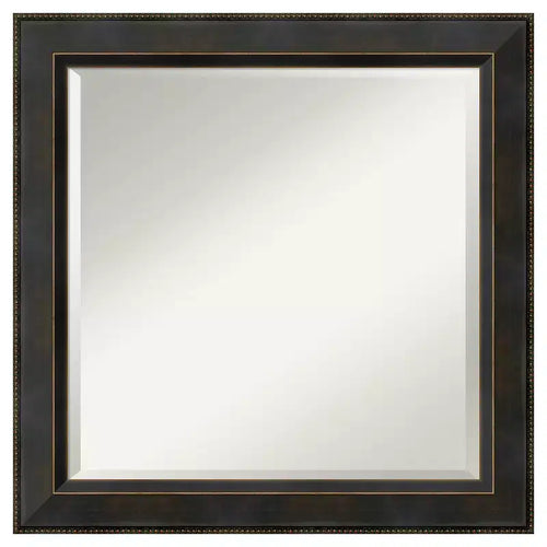 Miroir mural encadré en bois bronze Signore 24" x 24" - Amanti Art : carré biseauté, aucun assemblage, décor traditionnel