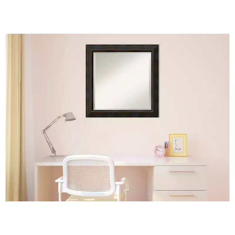 Miroir mural encadré en bois bronze Signore 24" x 24" - Amanti Art : carré biseauté, aucun assemblage, décor traditionnel