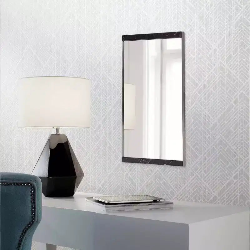 Miroir mural rectangulaire Reese 35,75"x23,5" Howard Elliott avec cadre en marbre noir