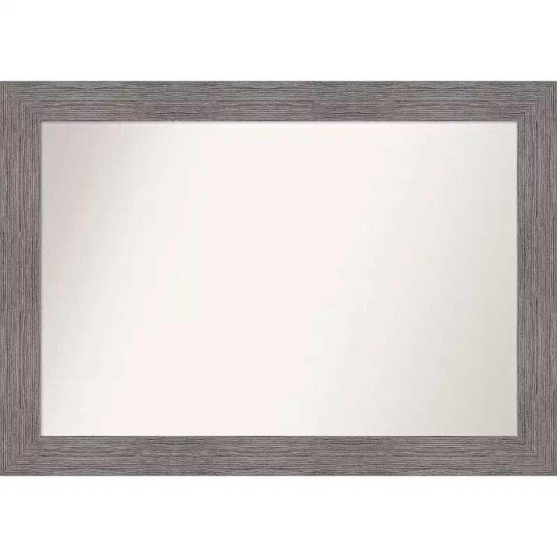 Amanti Art 42"x30" Non-Beveled Pinstripe Plank Gray Wall Mirror: Modern Rectangle, Includes Mounting Hardware