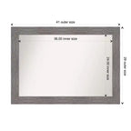 Miroir mural gris Amanti Art 42"x30" avec cadre à fines rayures et sans biseau : Rectangle moderne, matériel de fixation inclus
