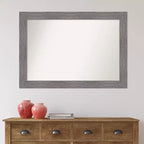 Miroir mural gris Amanti Art 42"x30" avec cadre à fines rayures et sans biseau : Rectangle moderne, matériel de fixation inclus