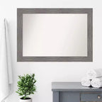Miroir mural gris Amanti Art 42"x30" avec cadre à fines rayures et sans biseau : Rectangle moderne, matériel de fixation inclus