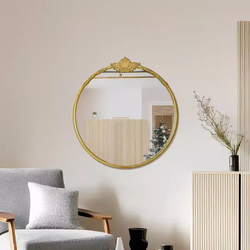 Miroir mural décoratif rond en métal, 58,42 cm x 58,42 cm, laiton antique – Head West : Luxueux, aucun assemblage requis
