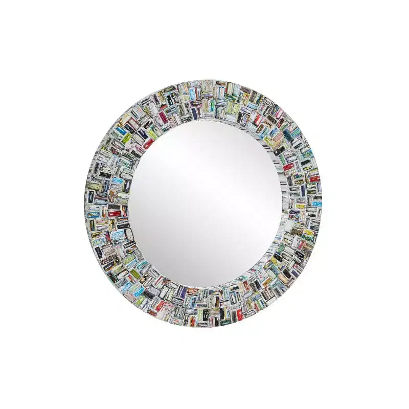Glass Handmade Recycled Magazine Frame Wall Mirror - Olivia & May: Bohemian Decor, Velvet Frame, No Assembly Required