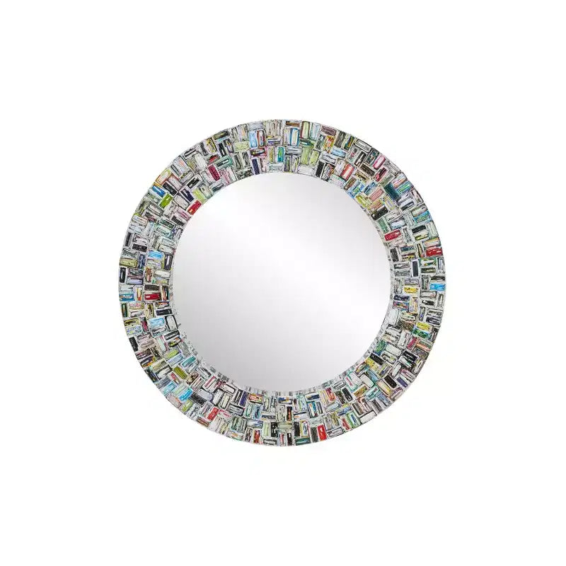 Miroir mural en verre fait à la main à partir de magazines recyclés - Olivia & May : Décoration bohème, cadre en velours, aucun assemblage requis