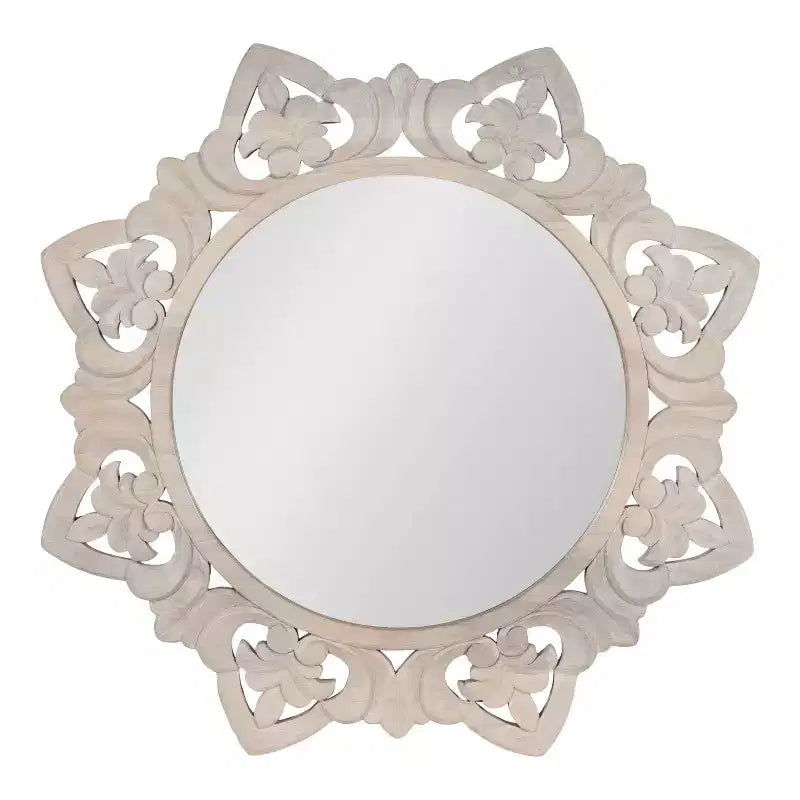 Kate & Laurel All Things Decor Miroir en Bois Sculpté Meera 71cmx71cm Marron : Éclat d'Artisan, Aucun Assemblage Requis