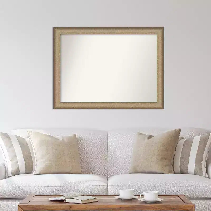 Miroir mural élégant en bronze brossé sans biseau de 43 po x 32 po - Amanti Art : Cadre en polystyrène, quincaillerie de fixation incluse